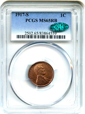 image for: 1917-S 1c PCGS/CAC MS65 RB
