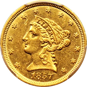 image for: 1857-O $2 1/2 PCGS AU58