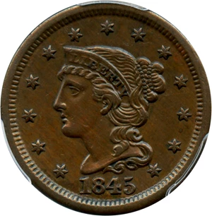 image for: 1845 1c PCGS AU50