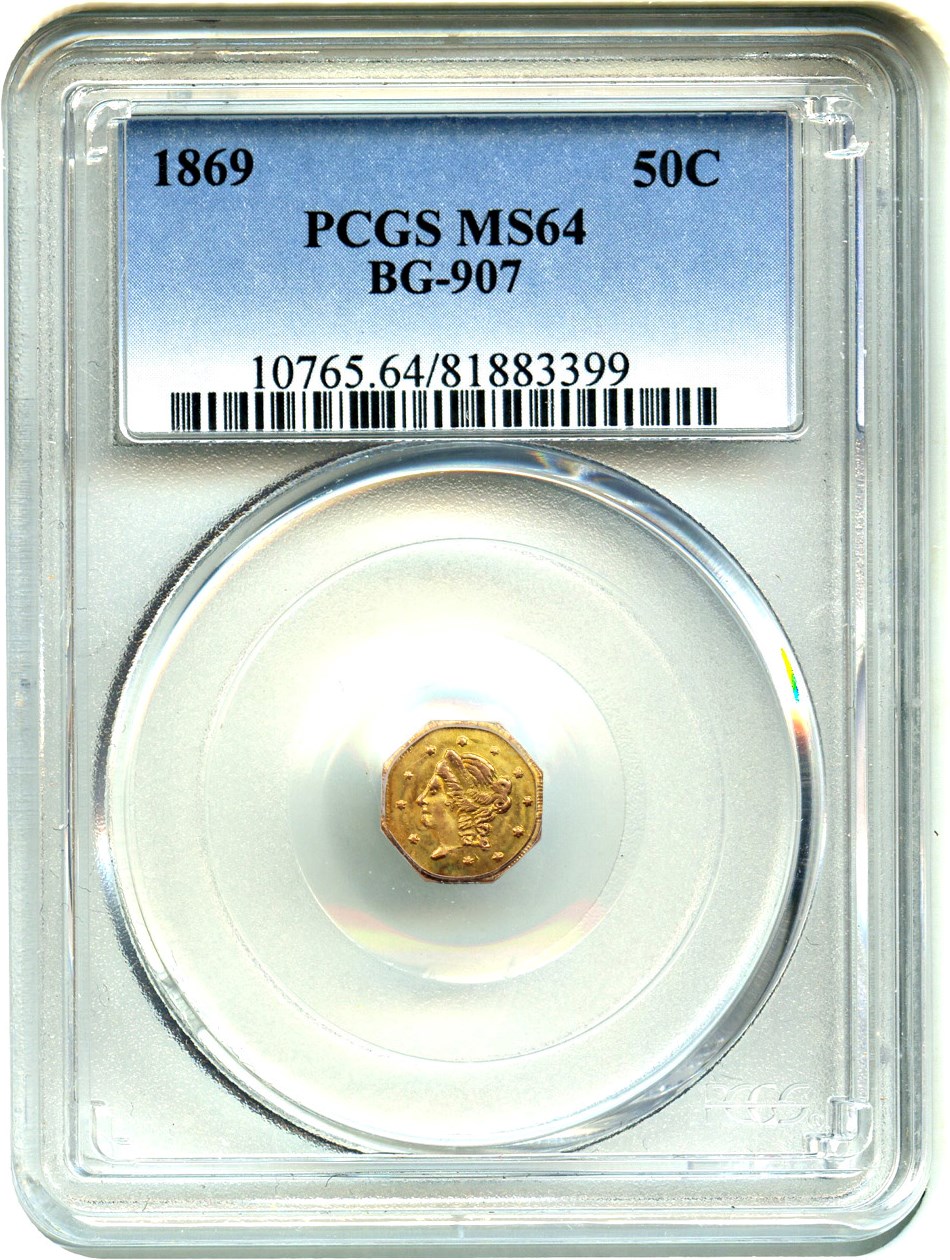 image for: 1869 Cal. Gold 50c PCGS MS64 (BG-907)