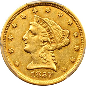 image for: 1857-O $2 1/2 PCGS AU50