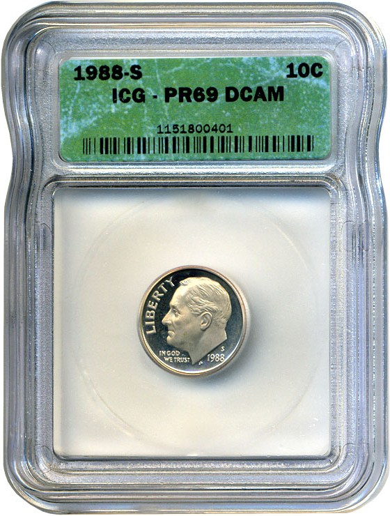 image for: 1988-S 10c ICG Proof 69 