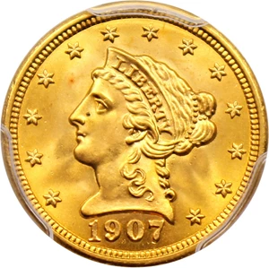 image for: 1907 $2 1/2 PCGS MS67+