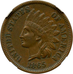 image for: 1865 1c NGC AU55 BN