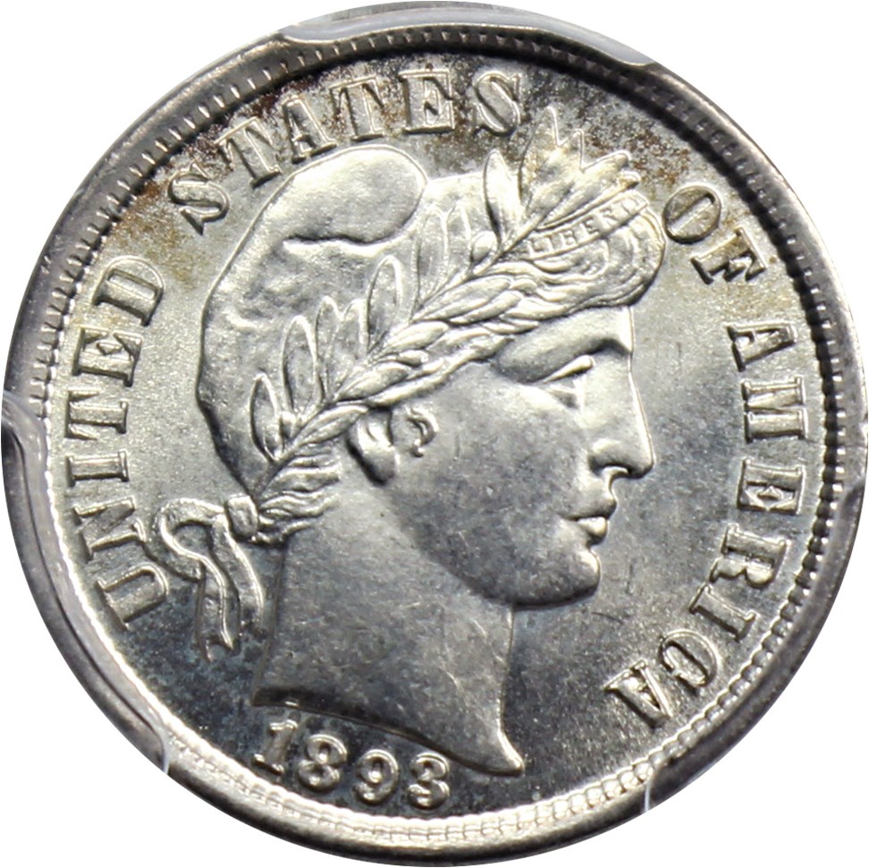 image for: 1893/2 10c PCGS MS64
