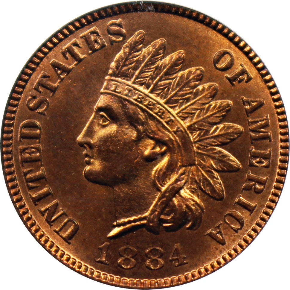 image for: 1884 1c PCGS MS65 RD (Eagle Eye Photoseal)