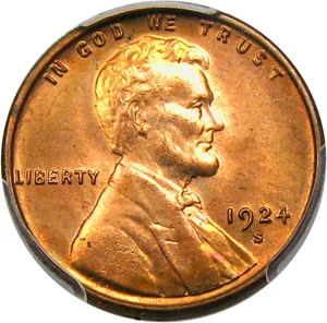 image for: 1924-S 1c PCGS MS65 RD