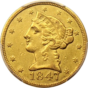 image for: 1847-C $5 PCGS XF45