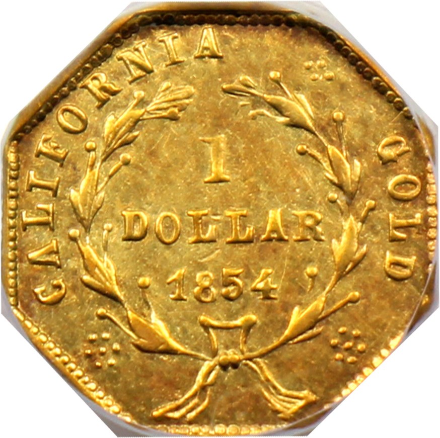 image for: 1854 Cal. Gold $1 PCGS AU55 (BG-532)