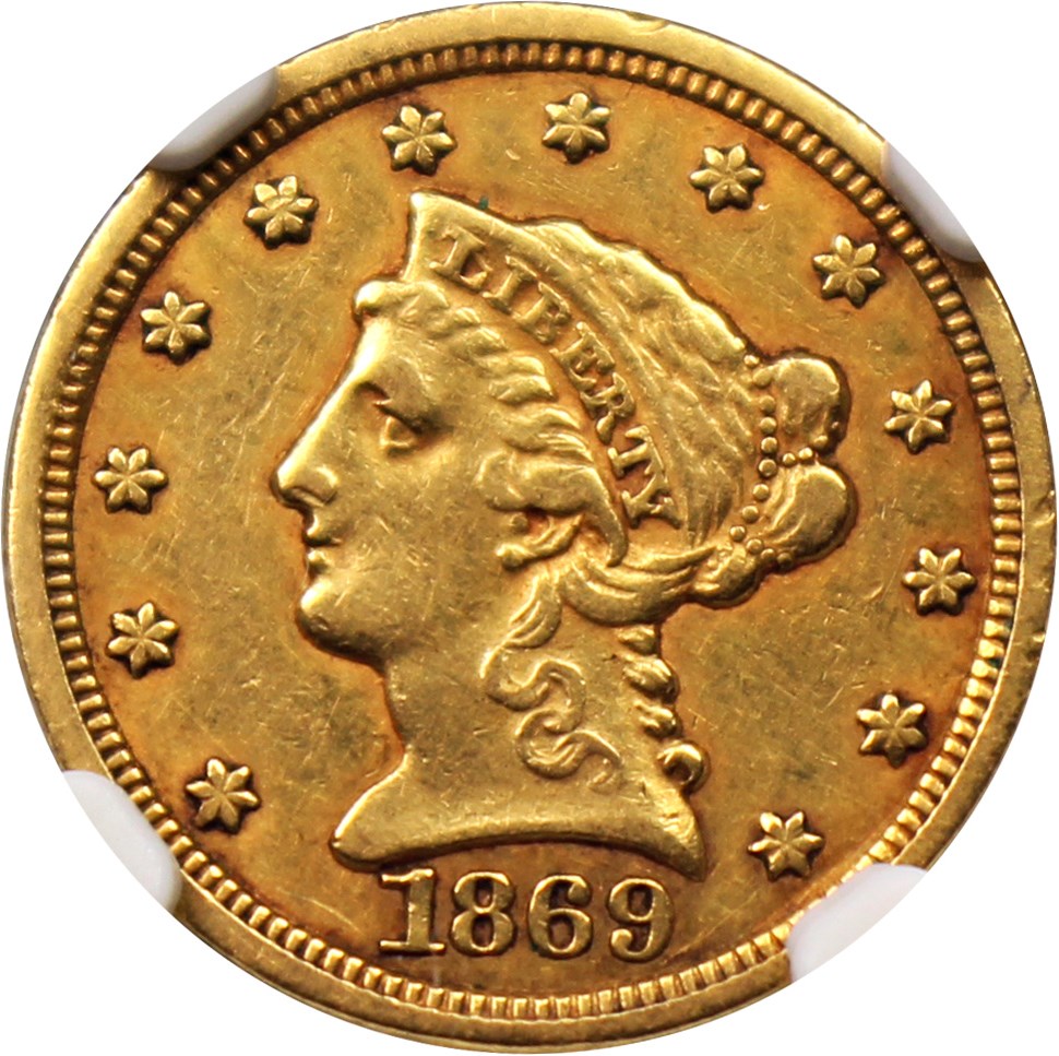 image for: 1869-S $2 1/2 NGC AU55