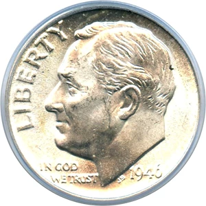 image for: 1946-D 10c PCGS MS66