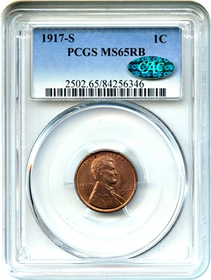 image for: 1917-S 1c PCGS/CAC MS65 RB