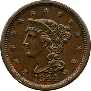 image for: 1844 1c PCGS MS62 BN