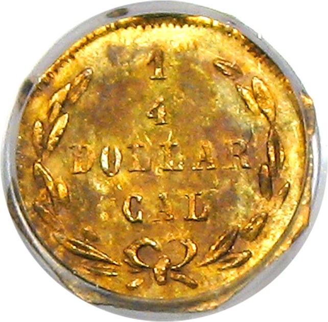 image for: 1872 Cal. Gold 25c PCGS MS64 (BG-722 W H, OGH)
