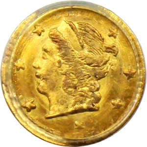 image for: 1870 Cal. Gold 25c PCGS MS63 (BG-808, OGH)