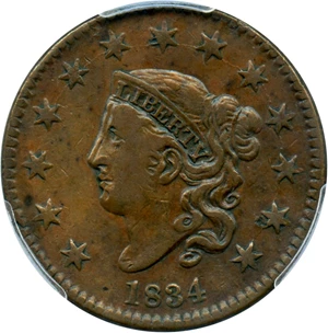 image for: 1834 1c PCGS VF35 (Small 8, Large Stars, Medium Letters)