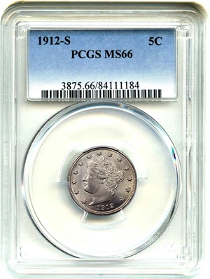 image for: 1912-S 5c PCGS MS66