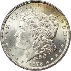 image for: 1878 7TF $1 PCGS/CAC MS63 (Reverse of 1879, VAM-203, Short Leaf)