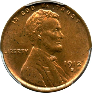 image for: 1912-S 1c PCGS MS63 RB