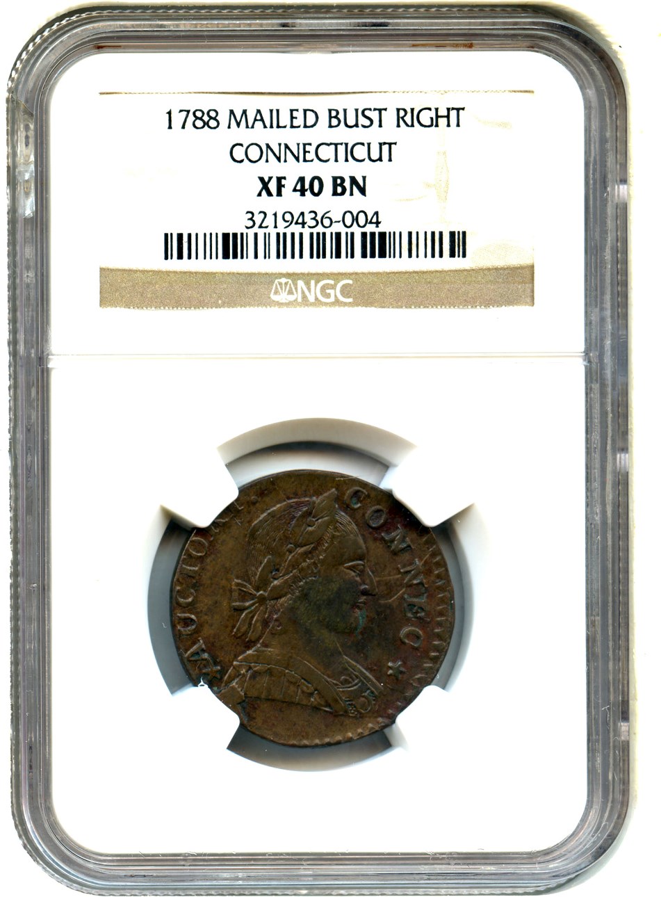 image for: 1788 Connecticut NGC XF40 BN (Mailed Bust Right)