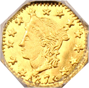image for: 1876 Cal. Gold 25c NGC MS65 (BG-780)