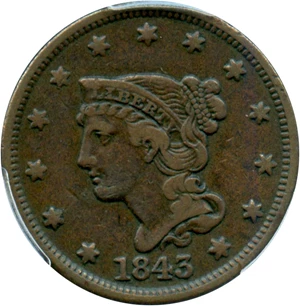 image for: 1843 1c PCGS VF35 (Petite Head, Small Letters)