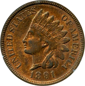 image for: 1891 1c PCGS MS63 RB (OGH Rattler Holder)