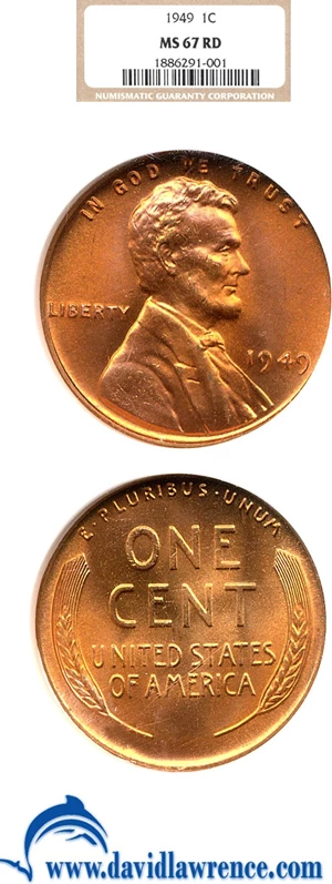 image for: 1949 1c NGC MS67 RD