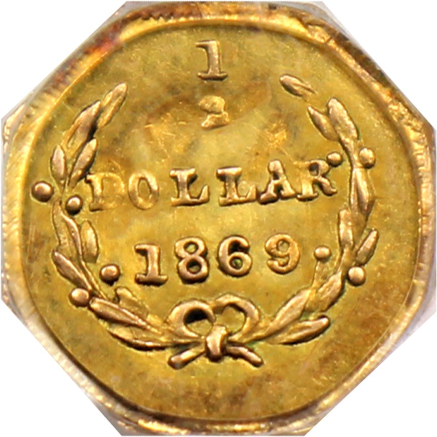 image for: 1869 Cal. Gold 50c PCGS MS64 (BG-907)