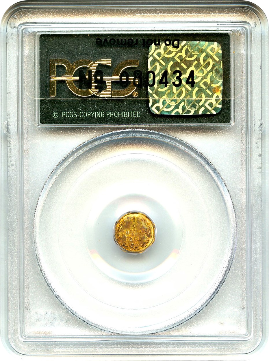 image for: 1872 Cal. Gold 25c PCGS MS64 (BG-722 W H, OGH)