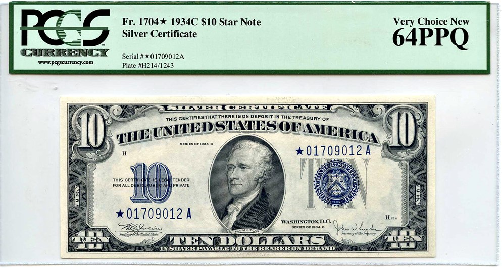 image for: FR. 1704* 1934C $10  PCGS Very Choice New 64