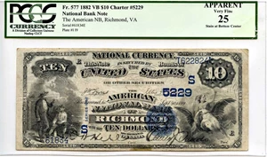 image for: FR. 577 1882 2nd Charter Period 3rd Issue Value Back $10 PCGS Very Fine 25