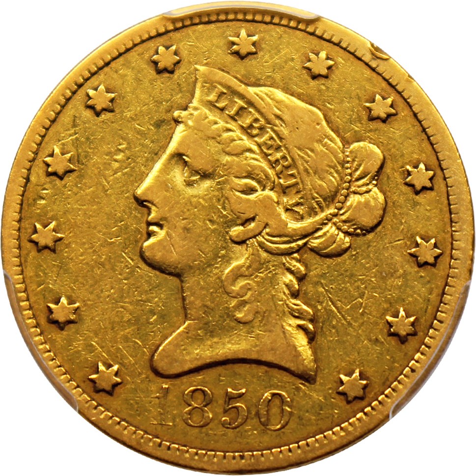 image for: 1850 $10 PCGS VF25 (Large Date)