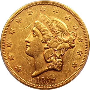 image for: 1857 $20 PCGS AU53
