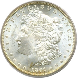 image for: 1891-CC $1 PCGS MS64