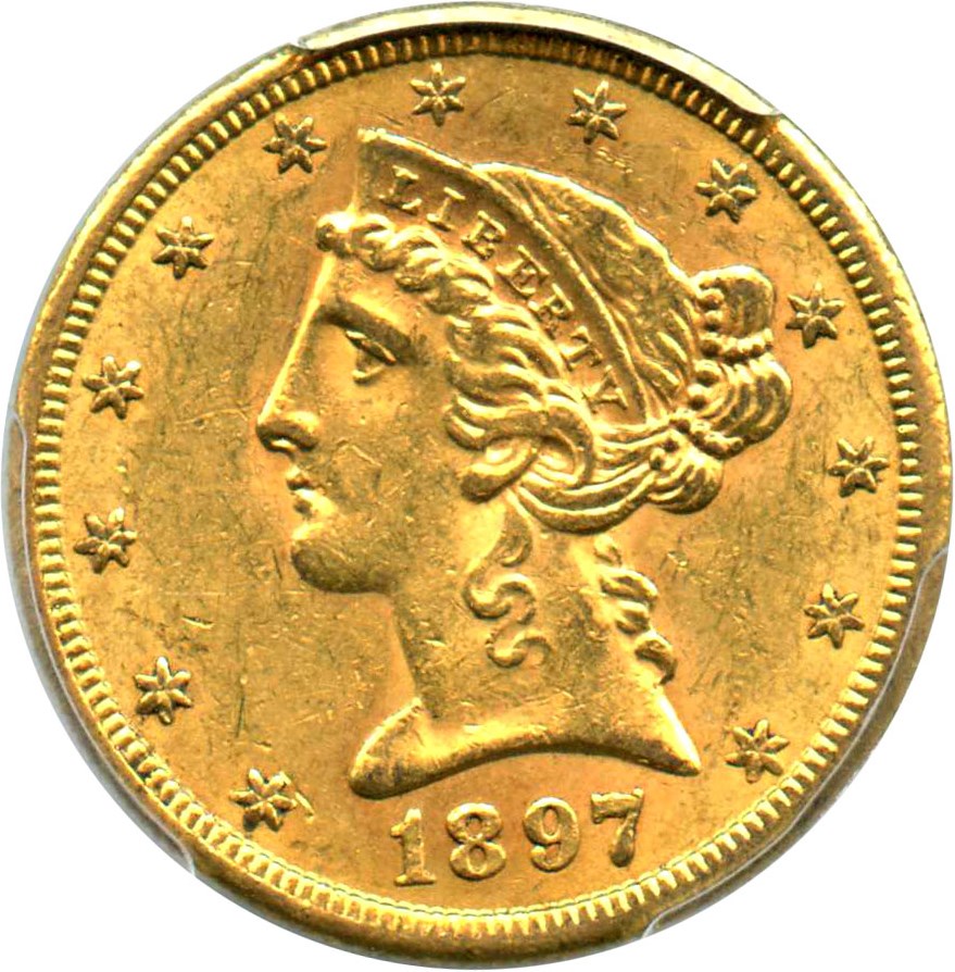 image for: 1897-S $5 PCGS MS61