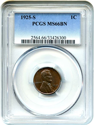 image for: 1925-S 1c PCGS MS66 BN