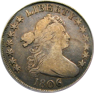 image for: 1806 50c PCGS F15 (O-111b, 6/Inverted 6)