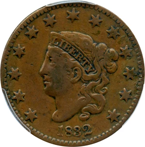 image for: 1832 1c PCGS/CAC VF25 (Medium Letters)