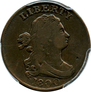 image for: 1800 1/2c PCGS/CAC F15