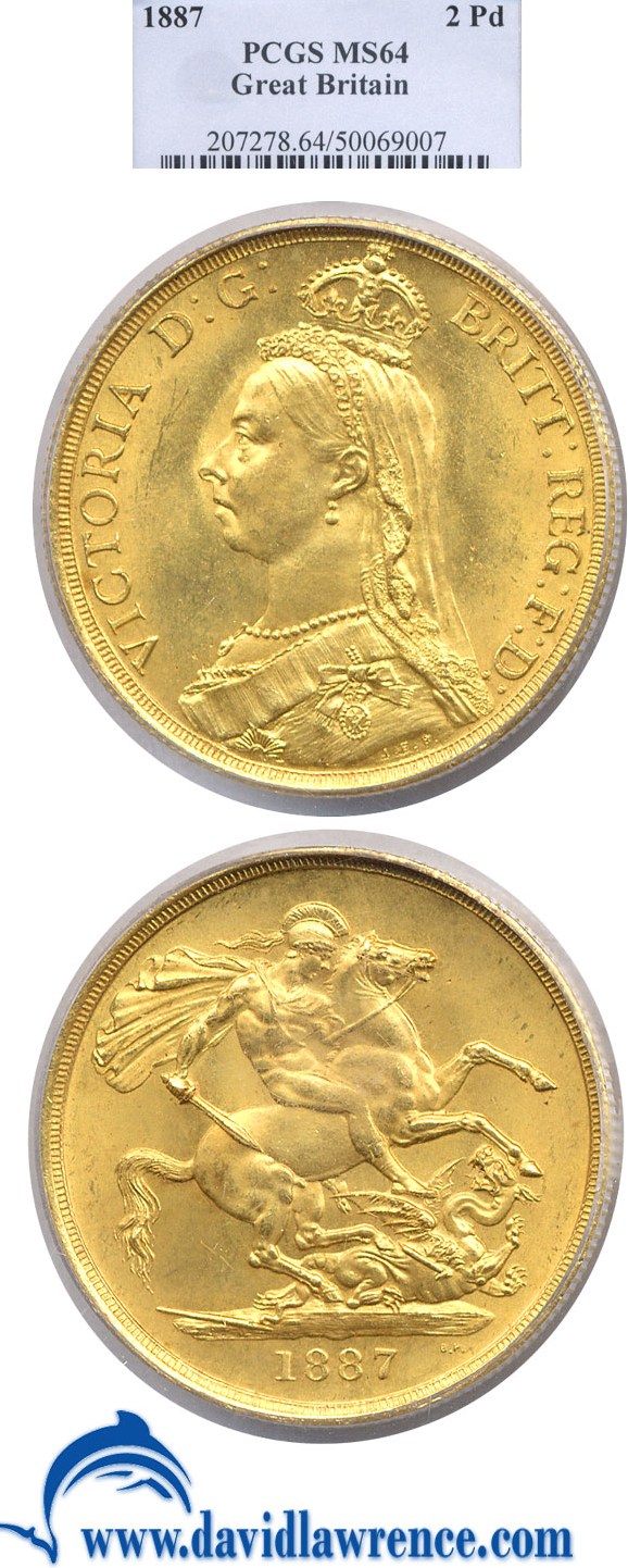 image for: Great Britain: 1887 2 Pounds PCGS MS64