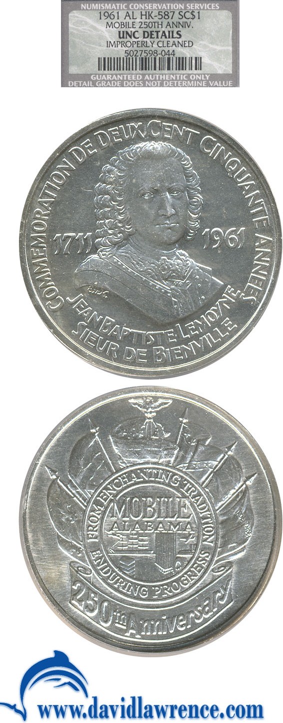 image for: 1961 SC$1 Mobile 250th Anniversary Medal NCS (UNC Details, Cleaned) (HK-587) 