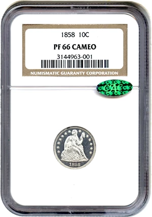 image for: 1858 H10C NGC/CAC Proof 66 CAM