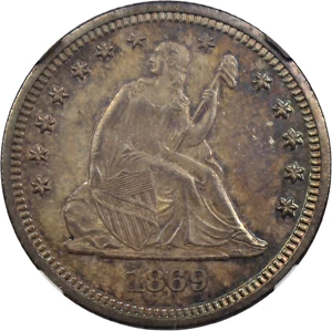 image for: 1869 25c NGC/CAC Proof 62
