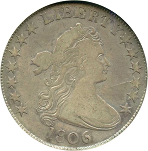 image for: 1806 50c ANACS VF20 (O-112, 6/Inverted 6)