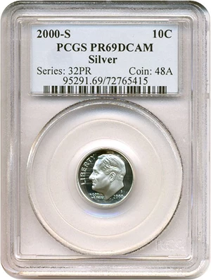 image for: 2000-S 10c Silver PCGS Proof 69 Dcameo