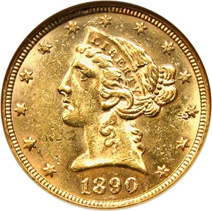 image for: 1890 $5 NGC MS61
