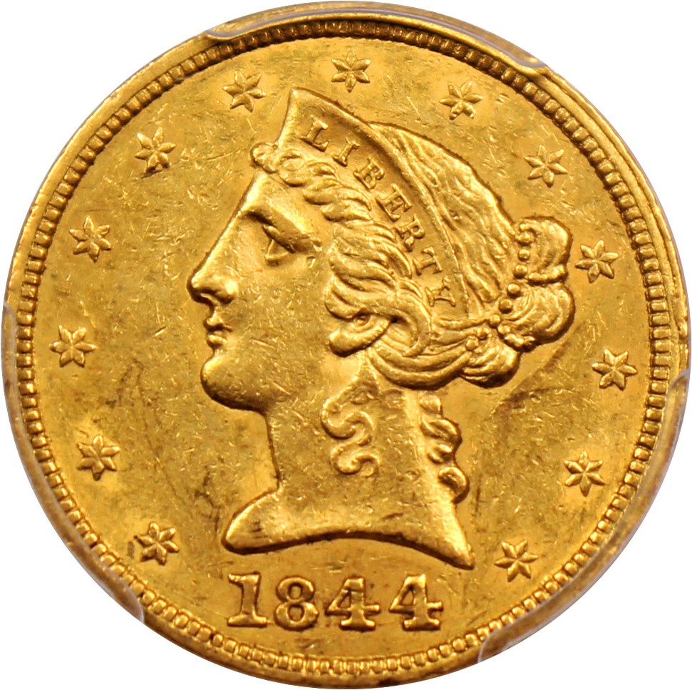 image for: 1844 $5 PCGS/CAC AU58