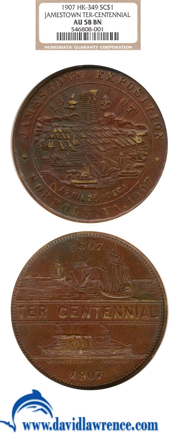 1907 SC$1 Jamestown, Battleship, Brass, HK-349 MS