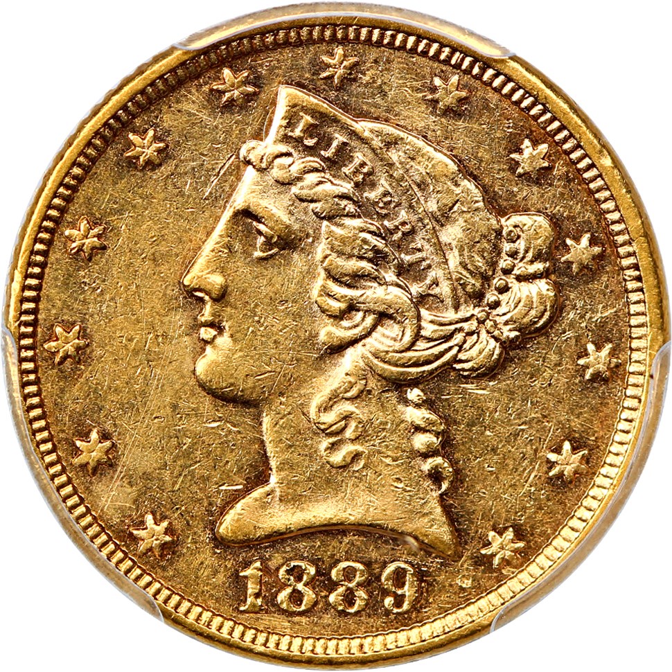 image for: 1889 $5 PCGS AU55